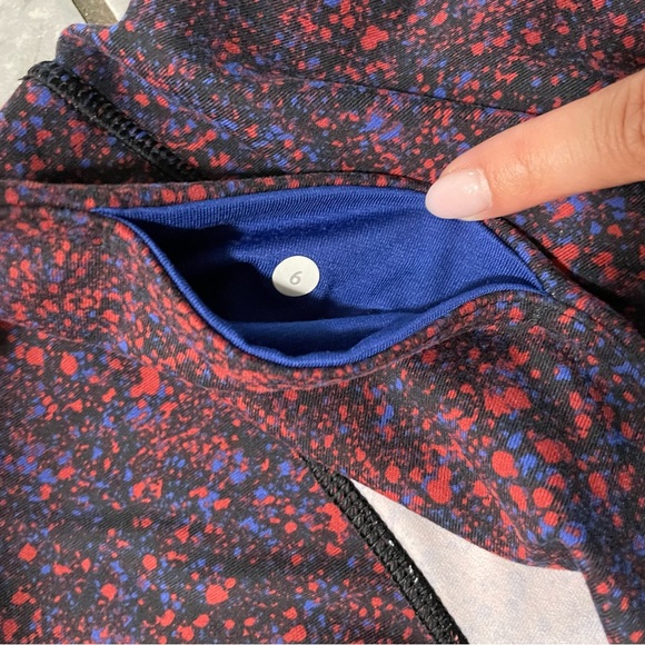 Lululemon Wunder Under Pant III Splatter Prep Red Sapphire Blue | Size 6 - Picture 7 of 12